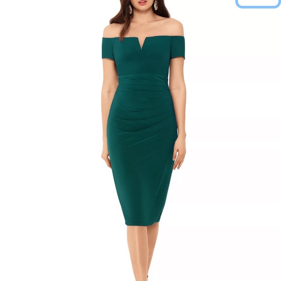 Xscape Dresses Xscape Off The Shoulder Green Dress Poshmark